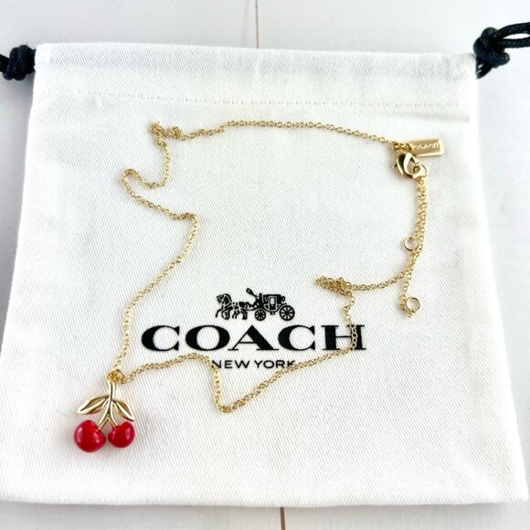 Coach Red Cherry Gold Necklace - Picture 4 of 4